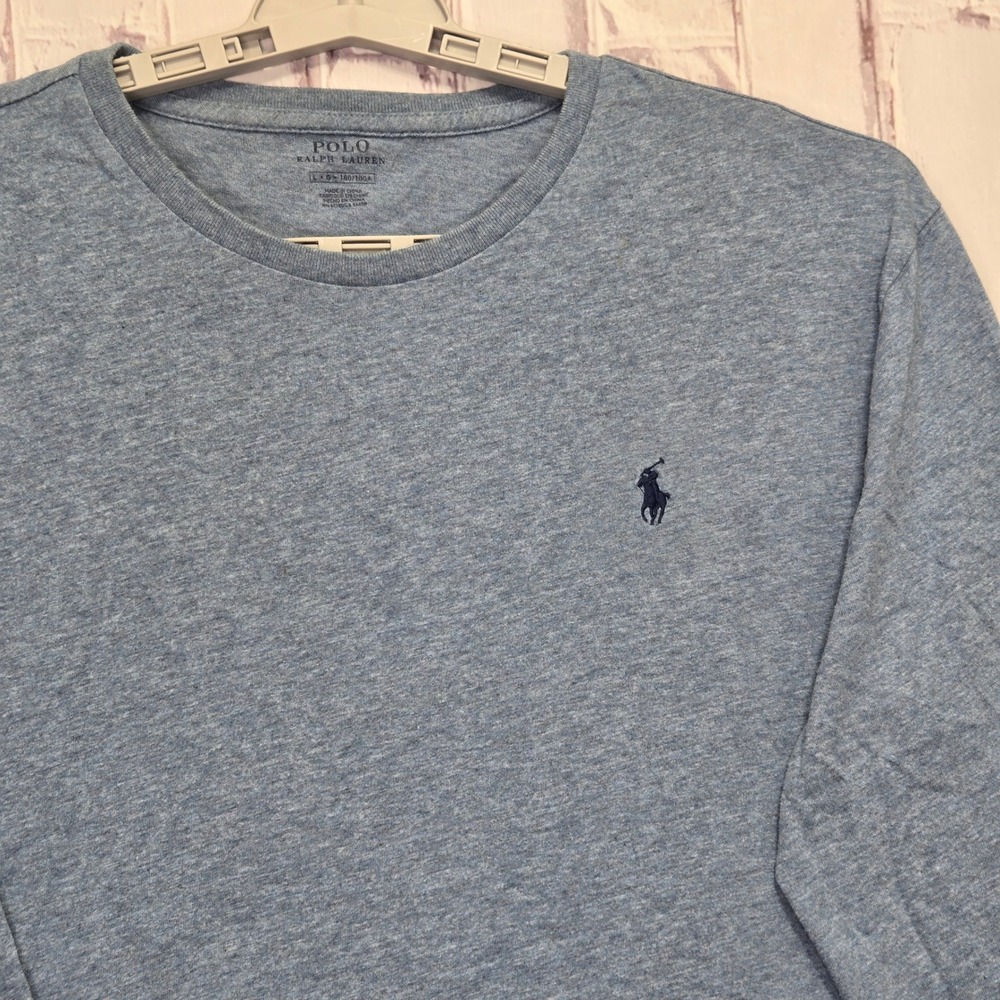 Polo Ralph Lauren T-Shirt Blue Heathered Long Sleeve Pony Logo Mens L